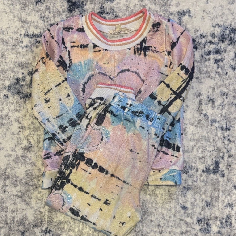 Truly Me Pastel Tie-Dye Kids Sweatshirt and Pants Set